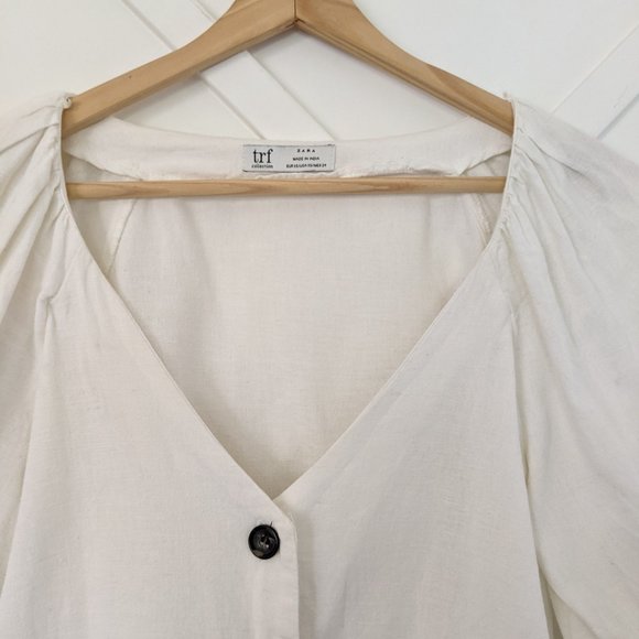 Zara puff short sleeve button up blouse Sz/ XS - Picture 5 of 9